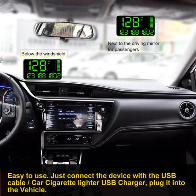C90 Digital GPS Velocímetro Car HUD Head Up Display Sistema de alarma de exceso de velocidad Ndcxsfigh Accesorios para autos y motos