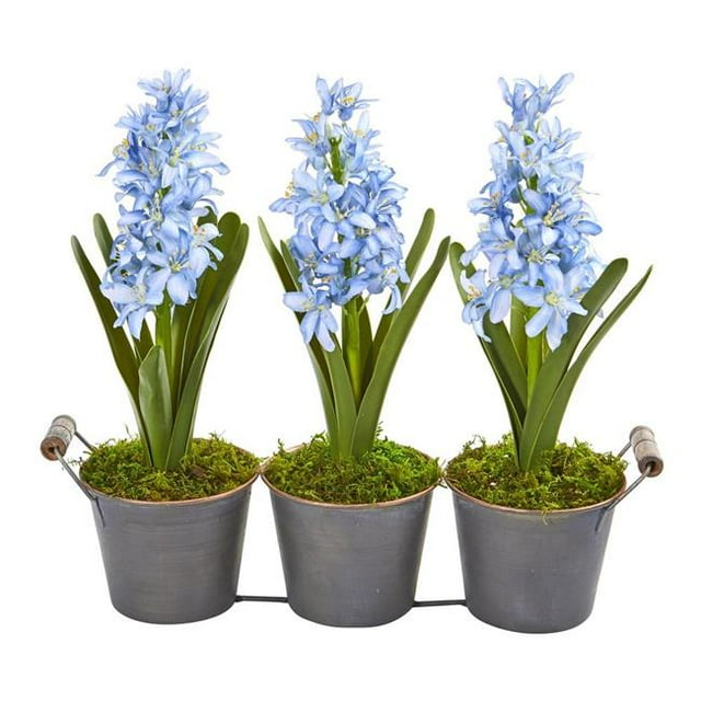 Nearly Natural 8641 Triple Potted Hyacinth Artificial Plant