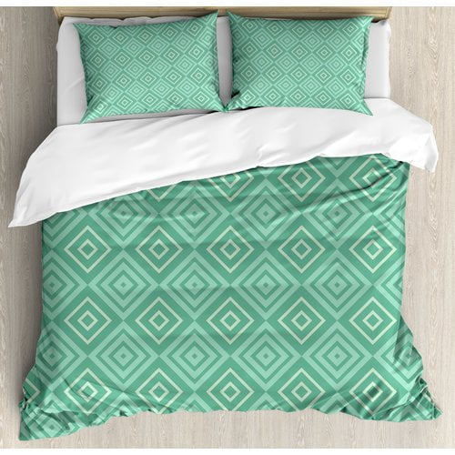 Ambesonne Vertical Nested Squares Diamond Line Pattern Geometrical