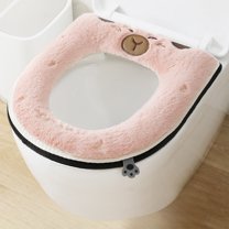 YgkuHd Toilet Seat Cover, Thickened Universal Toilet Seat Cushion Sitting Toilet Cover Warm Version Washable Toilet Seat Cushion Household Toilet Collar Washable D Shapetoilet Seat Cushion (Pink)