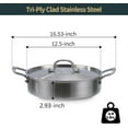 thumbnail image 2 of 5 Quart Tri-Ply Hybrid Nonstick Stainless Steel Saute Pan With Lid, 12-Inch Deep Frying Pan, Rondeau Pot Compatible With All Cooktops Up to 600, 2 of 7