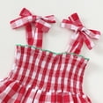 thumbnail image 5 of oqasdz Dresses for Girls Tiered Ruffle Sundress with Bow Tie Shoulder Straps Plaid Cute Casual Summer for Toddler Kids Pageant Prom Dress, 5 of 6