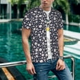 thumbnail image 6 of Zufioo Daisies Flowers Print Men's Baseball Short Sleeve, Moisture Wicking Button-Down Hip Hop Tee-4X-Large, 6 of 7