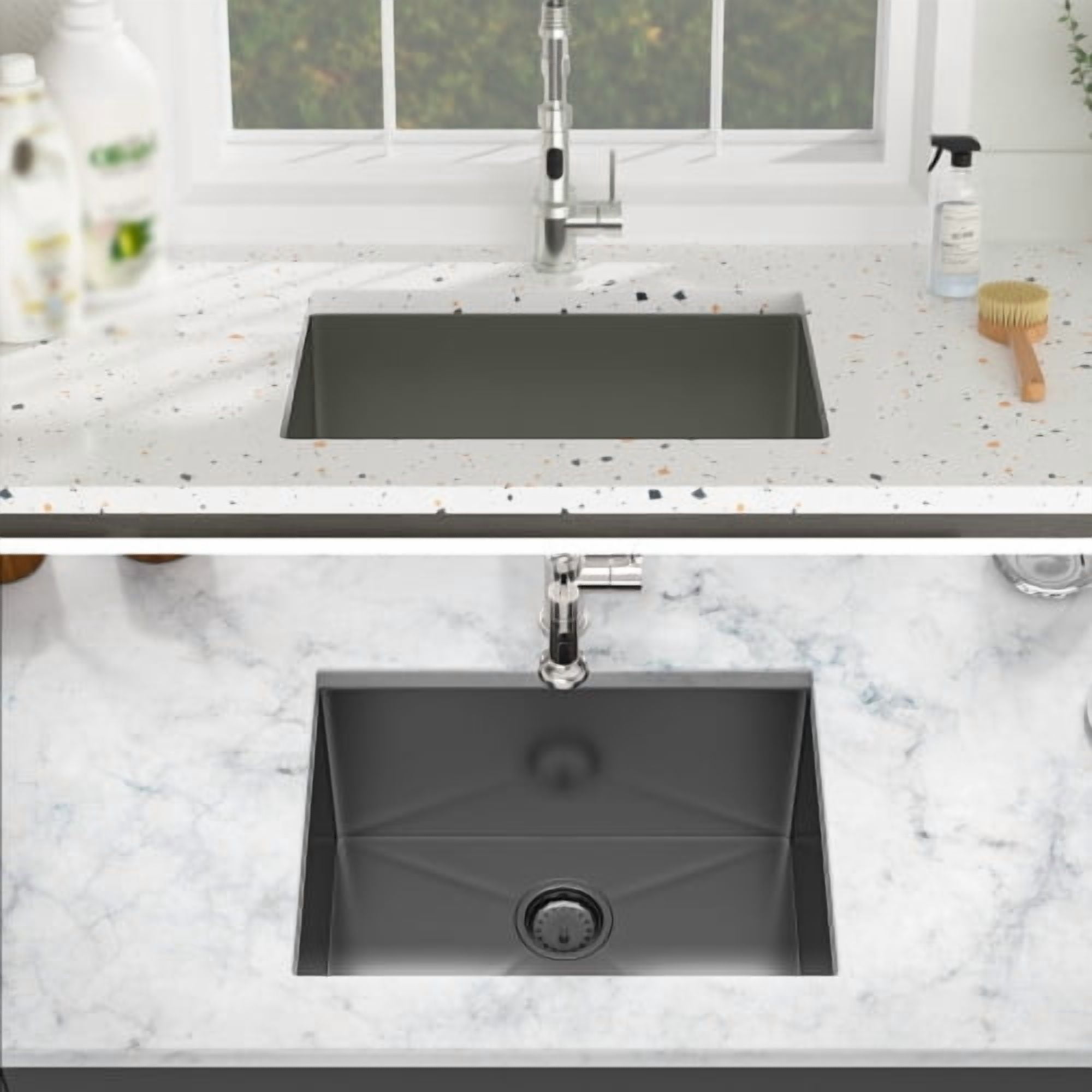 24-in Undermount Laundry Sink Gunmetal Black 16 Gauge Stainless Steel Deep Single Bowl Utility Sink for Laundry Room Kitchen And Pet Wash
