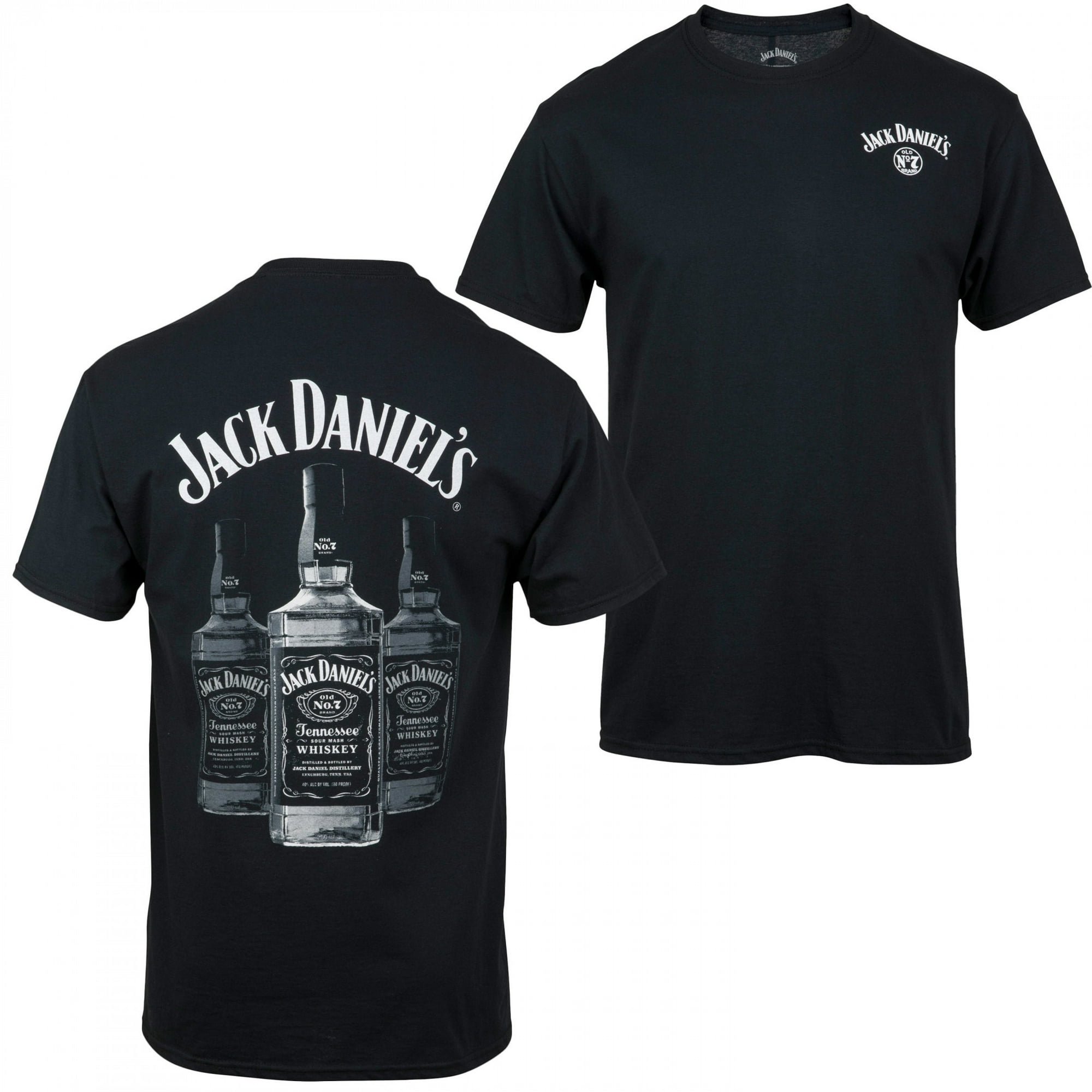 Jack Daniel s Triple Whisky Bottles Front and Back Print T Shirt Medium Walmart