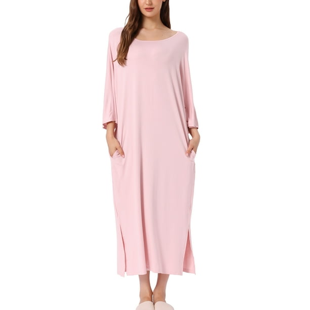 Camisones de noche para mujeres Inspire Chic para el Día de la Madre, con mangas 3/4, vestido de pijama, 3XL, rosa claro