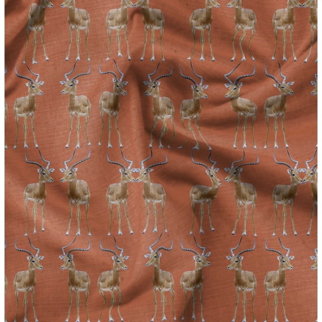 Soimoi Poly Georgette Fabric Deer Animal Print Fabric by Yard 42 Inch Wide