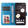 thumbnail image 4 of SaniMore for Google Pixel 7A Wallet Case, Shockproof PU Leather Stand Cover with Card Slot Flip Kickstand Embossed Flower Magnetic Clasp Wrist Strap for Google Pixel 7A, ,Blue, 4 of 9