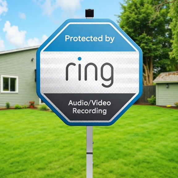 Security Yard Sign-ring with with Stake，12"x12" Rust Free Heavy Aluminum，Reflective, Waterproof, Weatherproof and Fade