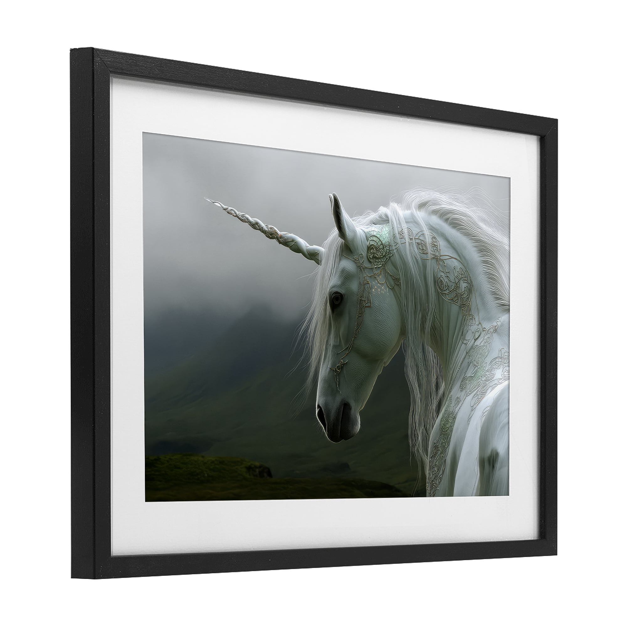 Stupell Industries Dreamy Celtic Unicorn Black Framed Print Under Glass, design by The Wands Want