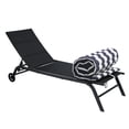 thumbnail image 5 of 2PCS Lounge Chair Cushion Set with Adjustable Strap, Polyester Fabric Outdoor Chaise Lounge Cushion with Button and Cord Closure Secured, Comfy Sun Lounge Seat Cushion for Pool Side, Patio, Blue White, 5 of 8