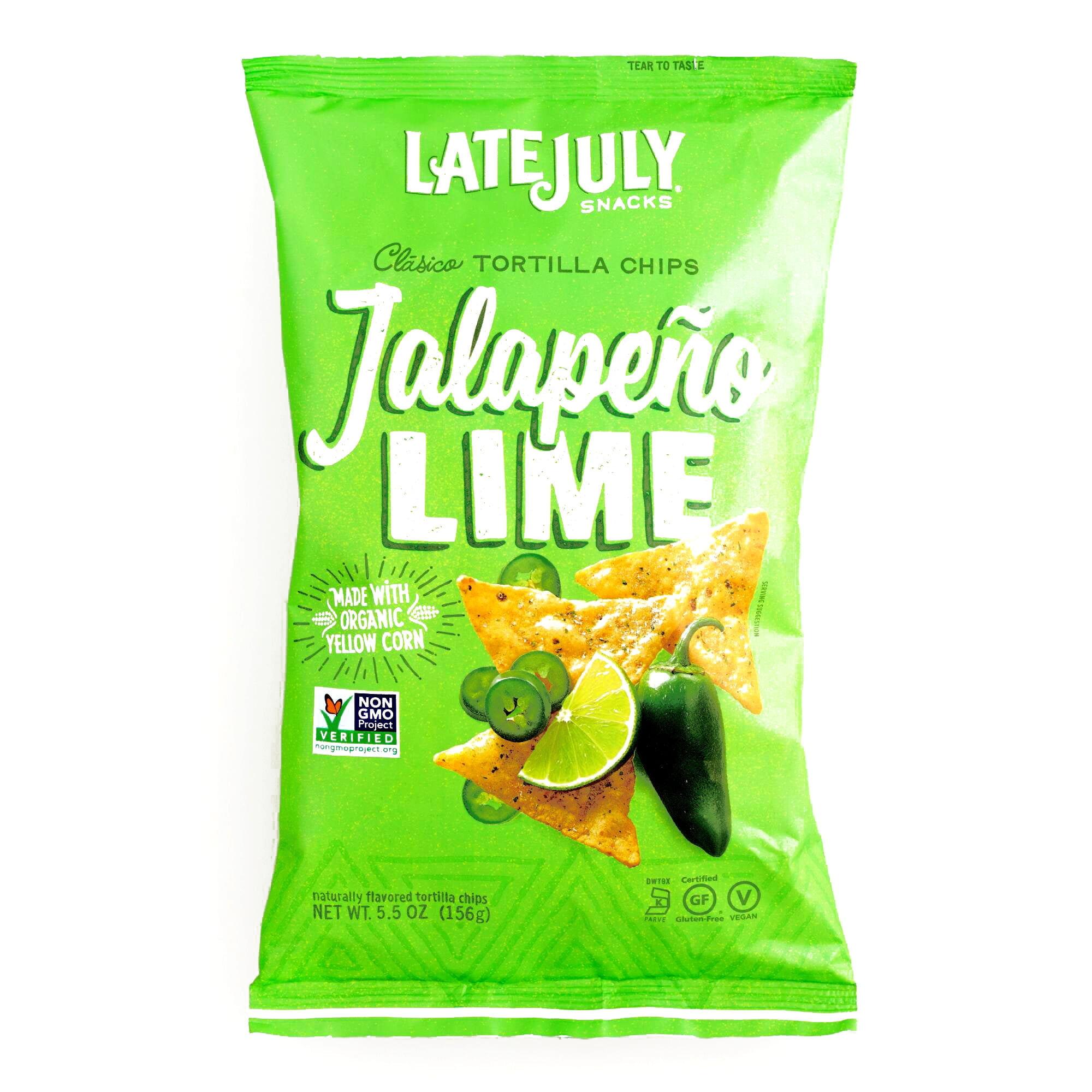 Late July Jalapeno Lime Tortilla Chips 5.5 oz each (3 Items Per Order)