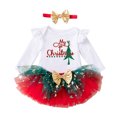 thumbnail image 3 of Baby Girl Christmas Outfit Long Sleeve Ruffle Princess Tutu Dress Headband Christmas Tutu Dress Outfit Long Sleeve Ribbed Ruffle Glitter Tulle Princess Dress Christmas Outfits, 3 of 7