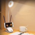 thumbnail image 4 of Luz LED con clip con portalápices, lámpara de escritorio, luz para niños con protección ocular, 3 colores ajustables para leer y trabajar (blanco), 4 of 5