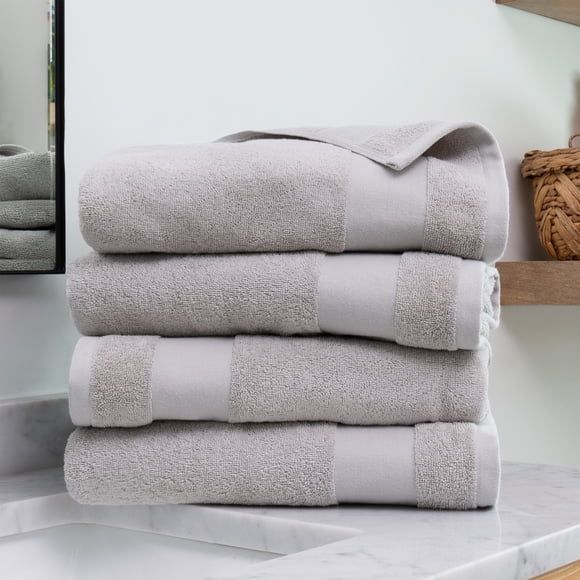 Juego de Toallas de Baño de 4 Piezas de Hotel de Lujo en Gris Claro: Suaves y Absorbentes para un Secado Rápido de Comfort Canopy