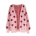 thumbnail image 5 of Cardigans for Women Casual V Neck Button Down Long Sleeve Heart Print Valentine's Day Sweaters Loose Open Front Knit Cardigans Alsol Lamesa, 5 of 6