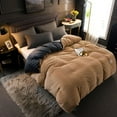 thumbnail image 4 of Juego de cama con funda nórdica y edredón mágico de terciopelo, 150, 220x240, sencillo, de lujo, para invierno, cálido, grueso, forro polar para nieve, colores sólidos, gris, amarillo, 50, 4 of 5