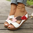 thumbnail image 2 of CYMMPU Women's Leaf Applique Wedge Slide Sandals Open Toe Slip On Footwear for Casual Summer Daily Wear White 39, 2 of 8