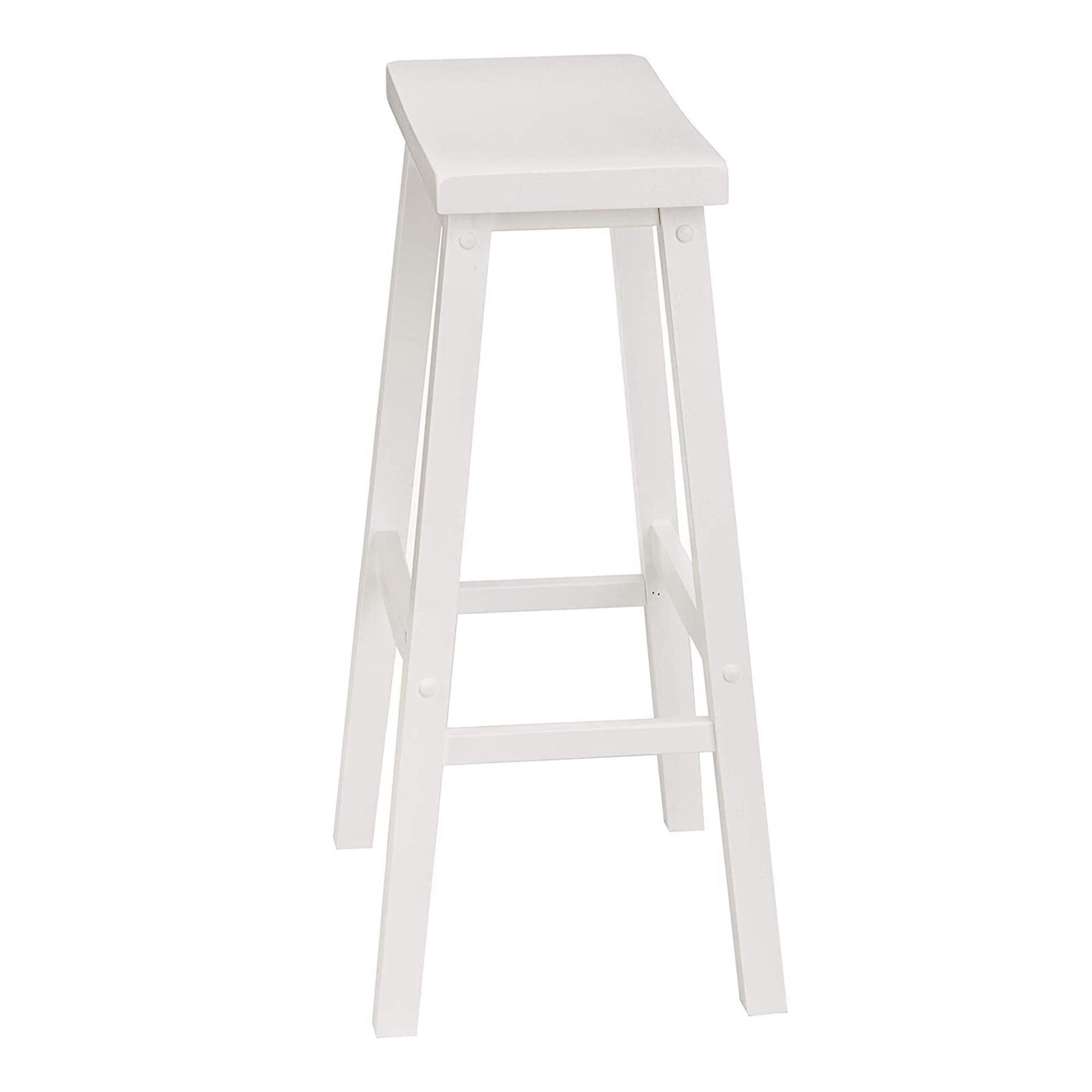 PJ Wood Classic 29'' Saddle Seat Kitchen Bar Counter Stool, White (4 Pack)