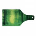 thumbnail image 1 of Mystic Cutting Board, Fantasy Warm Season Springtime Forest Tall Trees Twilight Art Print, Decorative Tempered Glass Cutting and Serving Board, Wine Bottle Shape, Green, by Ambesonne, 1 of 1