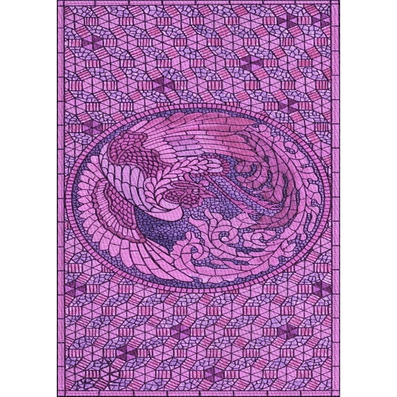 Ahgly Company Machine Washable Indoor Rectangle Transitional Dark Magenta Purple Area Rugs, 3' x 5'
