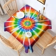 thumbnail image 2 of Rainbow Tie Dye Sunburst Square Tablecloth,Waterproof Square Table Cover,Wipeable Spillproof Washable Table Cover for Home Kitchen Party Decor 42"X42"(107x107cm), 2 of 6