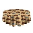 thumbnail image 5 of Yellow Buffalo Mountain Pattern Round Tablecloth 60"x60",Wrinkle Wipeable Table Cloth for Kitchen Dining Room Picnic Patio Party, 5 of 6