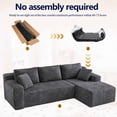 thumbnail image 3 of Nkurdsu 96" Modular Sectional Sofa, Boneless L-Shaped Cloud Couch, No Assembly Required, Modern Corduroy Sofa for Living Room, Dark Gray (Right Facing Chaise）, 3 of 8