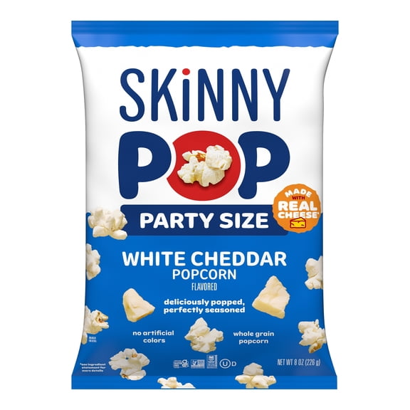 SKINNYPOP Gluten-Free White Cheddar Popcorn Snack, 8 oz Bag