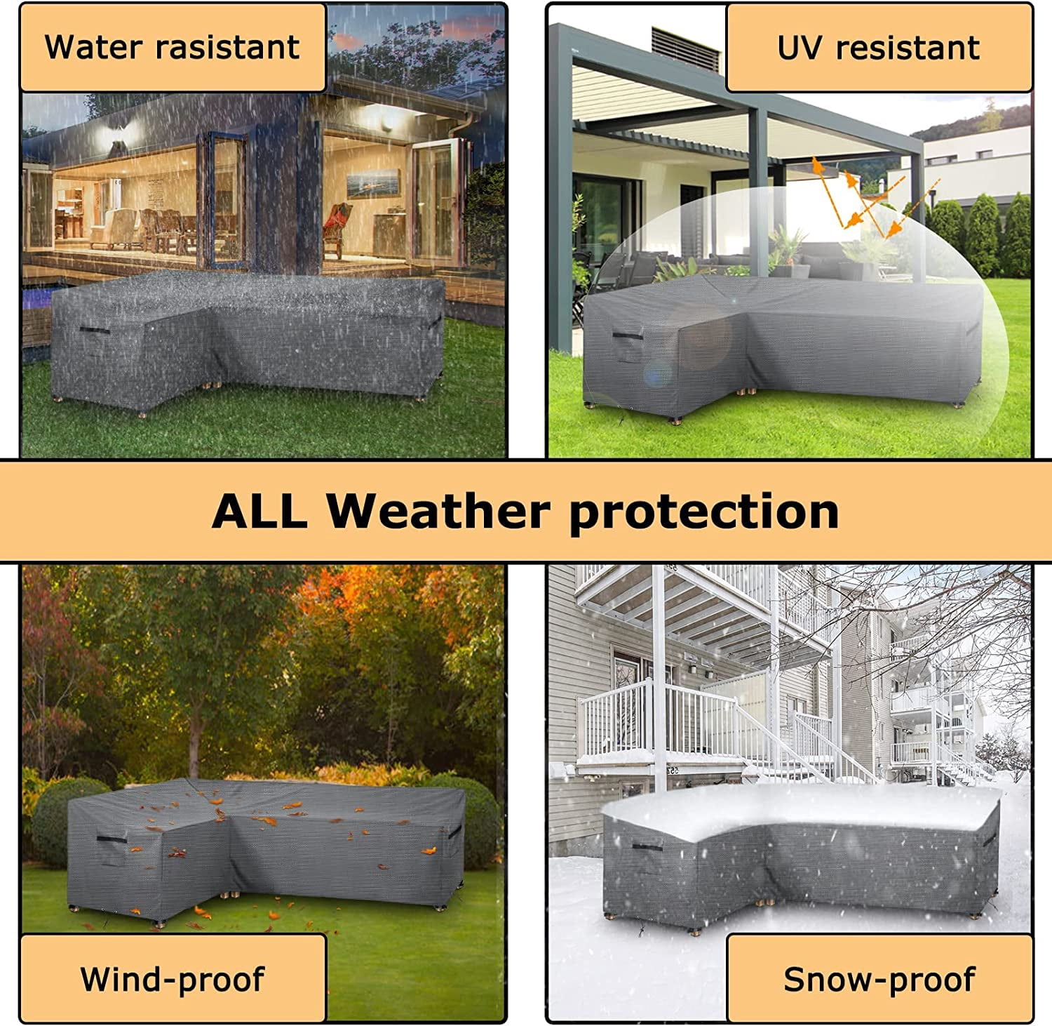 STARTWO Waterproof Patio Furniture Sectional Cover Large Oval Thickened Heavy Duty Outdoor Sofa Square Wicker Cover