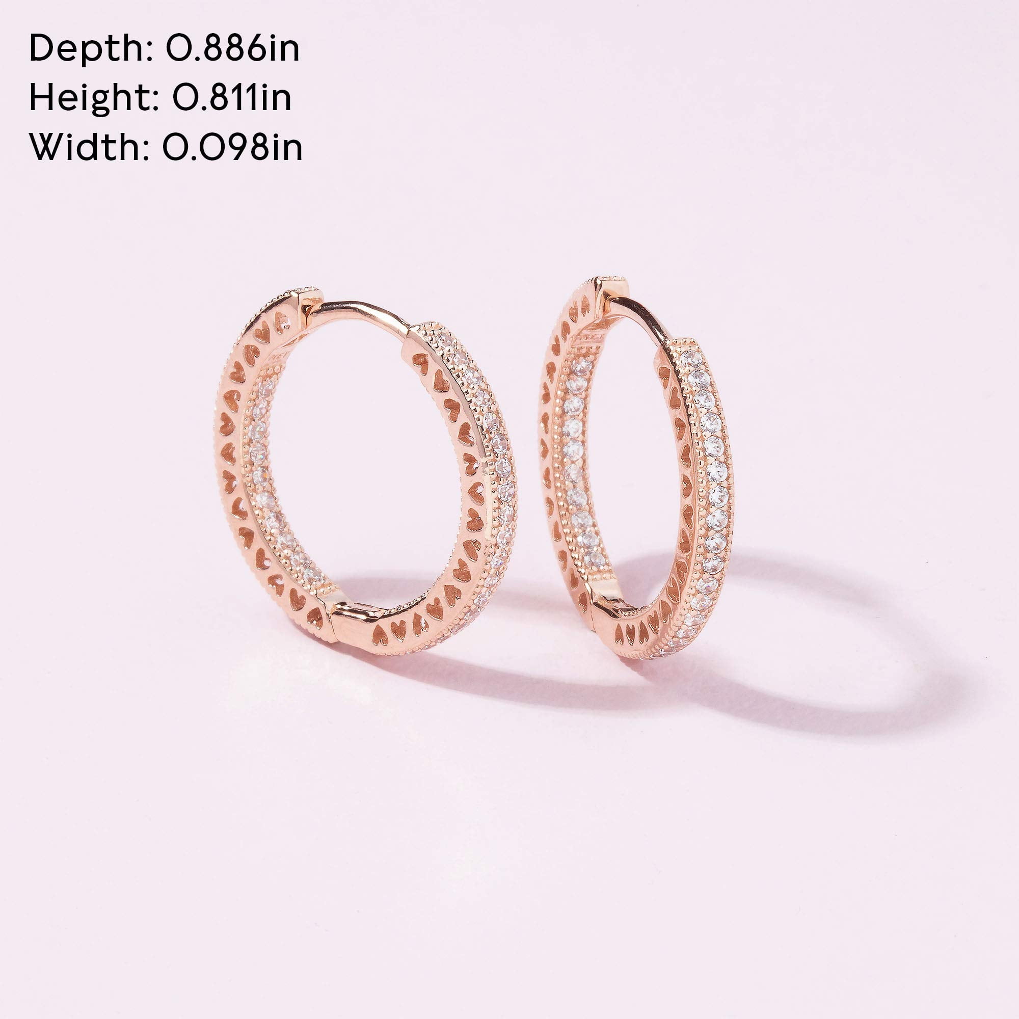 Pandora Hoop Earrings In Pandora Rose With Clear Cubic Zirconia