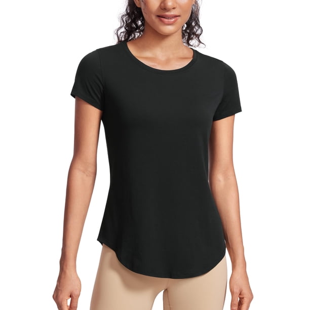 Remera CRZ YOGA de Algodón Pima Holgada Casual para Yoga Negra XL