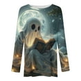 thumbnail image 4 of jobturf Halloween Shirts for Women Pumpkin Printed Cute Long Sleeve T Shirts Novelty Ghost Graphic Tops Fall Tee Fashion Festival Gift, 4 of 5