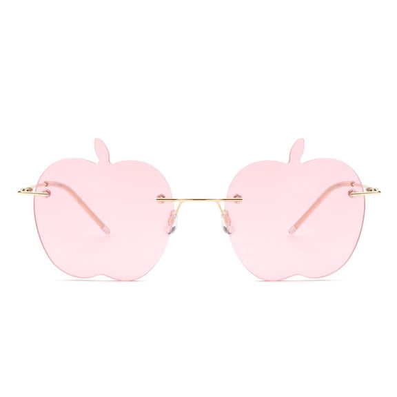 Pink Apple-Shaped Frame Sunglasses - Transparent Lens UV Protection Cute Party & Daily Eyewear
