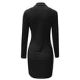 thumbnail image 4 of Nuevo vestido de manga larga con cremallera en la solapa y cintura alta - Conjunto con falda corta, tejido elástico suave, diseño elegante para citas, fiestas y ropa informal, 4 of 5