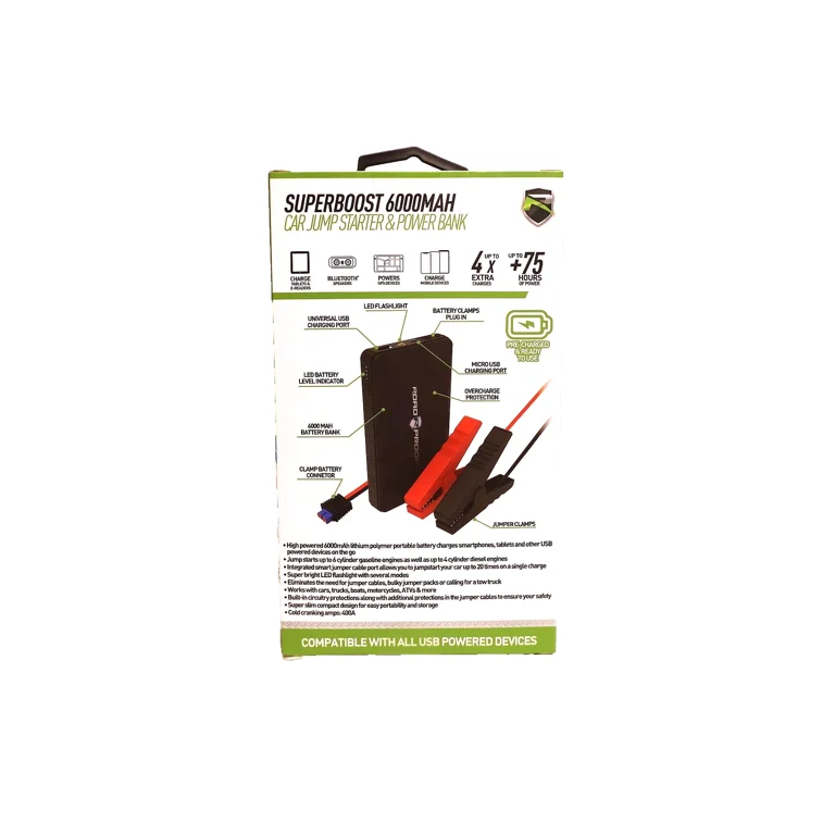 Road Proof Superboost 6000 mAH Portable USB Battery Charger w