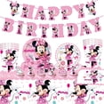 thumbnail image 2 of Decoración para fiesta de cumpleaños de Minnie Mouse de Disney, vajilla rosa de Minnie, plato, vaso de papel, mantel, globos, suministros, regalo para baby shower, 2 of 5