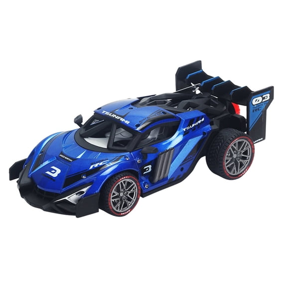 Blue 2.4Ghz Alloy 5-Channel Remote Control Drift Car Blue With Led Lights And Water Spray Function Rc Racing
