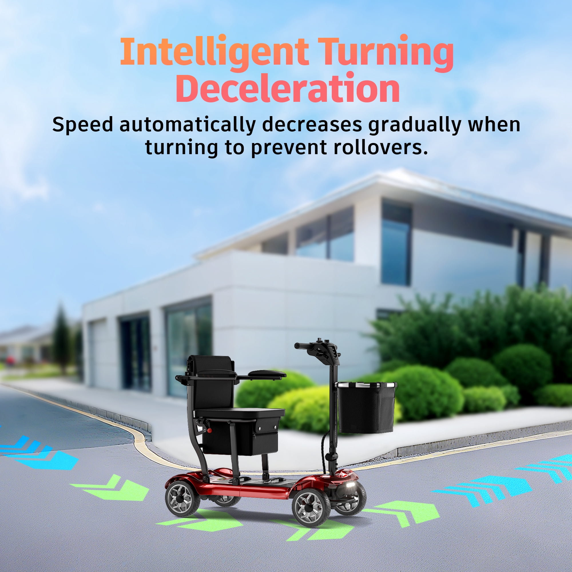 EAGLOG Light Weight 4 Wheels Mobility Scooter for Seniors, Electric Folding Wheelchair Device for Travel, 12.4 Miles Range, Red
