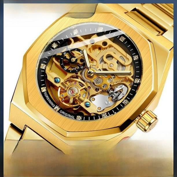 Reloj mecánico automático para hombre, luminoso, con tres esferas y correa de acero, para la semana