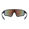 thumbnail image 3 of Mens Classic Oversized Block Shield Rimless Plastic Sport Sunglasses Black Blue Mirror, 3 of 4