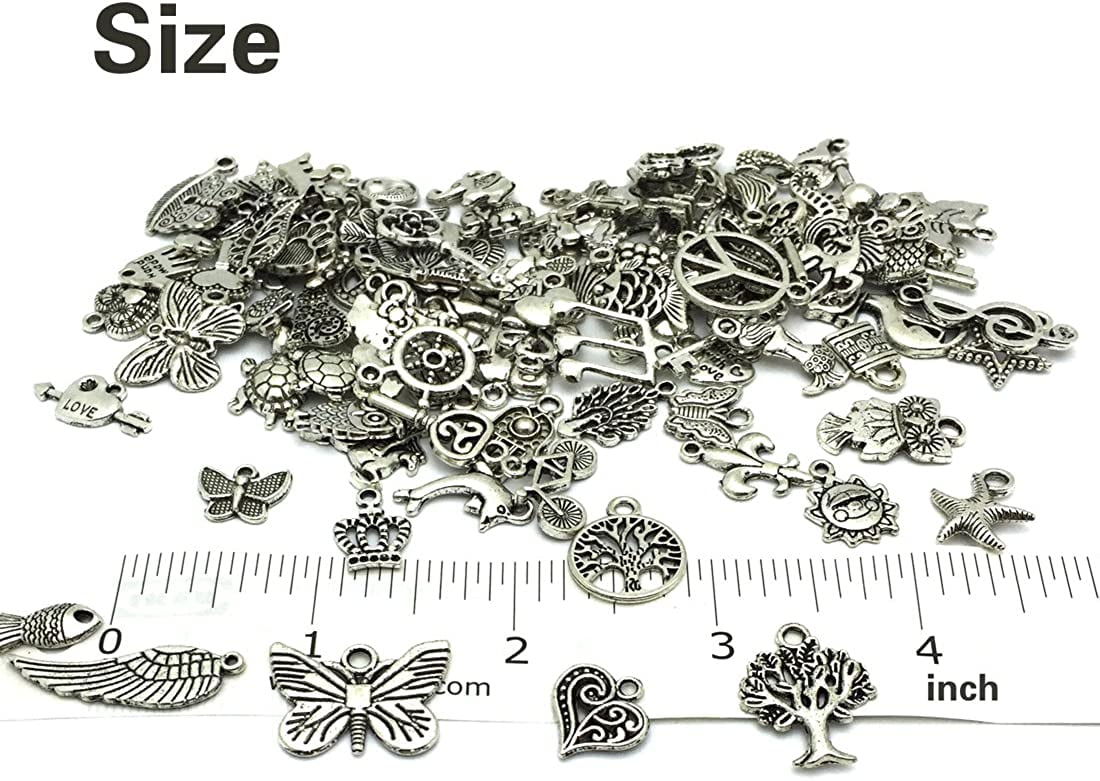 20g 50g 100g Mixed Bulk Lots Jewelry Making Charms Smooth Golden Silver Metal Charms Pendants DIY for Necklace Bracelet Gift Jewelry Making and