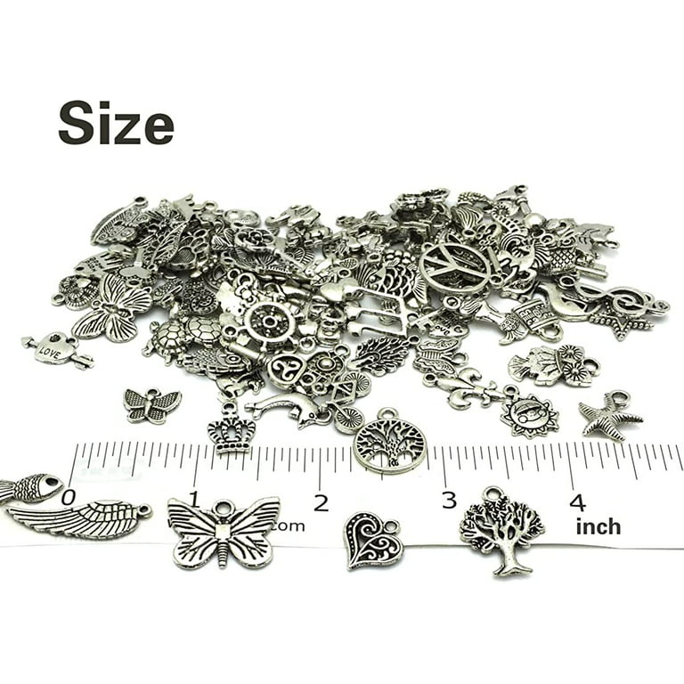 JIALEEY 300 Pcs Wholesale Bulk Lots Jewelry Making Charms Mixed Smooth Tibetan Silver Alloy Charms Pendants DIY for Jewelry Making and Crafting