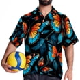 thumbnail image 4 of Flower Butterfly Men's Short Sleeve Spread Collar Button Down Beach Print Casual Shirts, 4 of 6