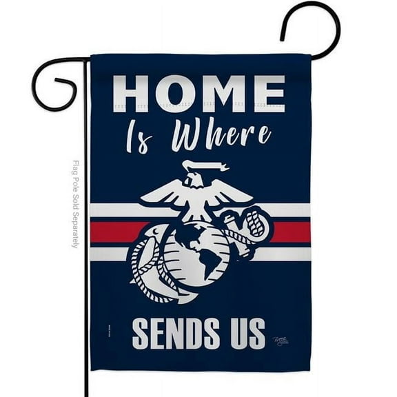 Breeze Decor G158458-BO Home is Where Marine Corps Garden Flag Armed Forces 13 x 18.5 in. Double-Sided Decorative Vertical Flags for House Decoration Banner Yard Gift