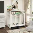 thumbnail image 6 of 43.3 inch Furniture Dogs Wooden Crate Divider,Double Door Dog Kennel with Three Drawers Storages Heavy Duty Decorative Pet House for Large Medium Dogs White, 6 of 10
