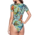thumbnail image 4 of Easygdp Retro Seamless Flying Butterflies Women'S Waist-Cinching Short-Sleeved Onesie, Olastic Onesiet,Snaps At Bottom,Easy To Put On And Take Off - Xx-Large, 4 of 9