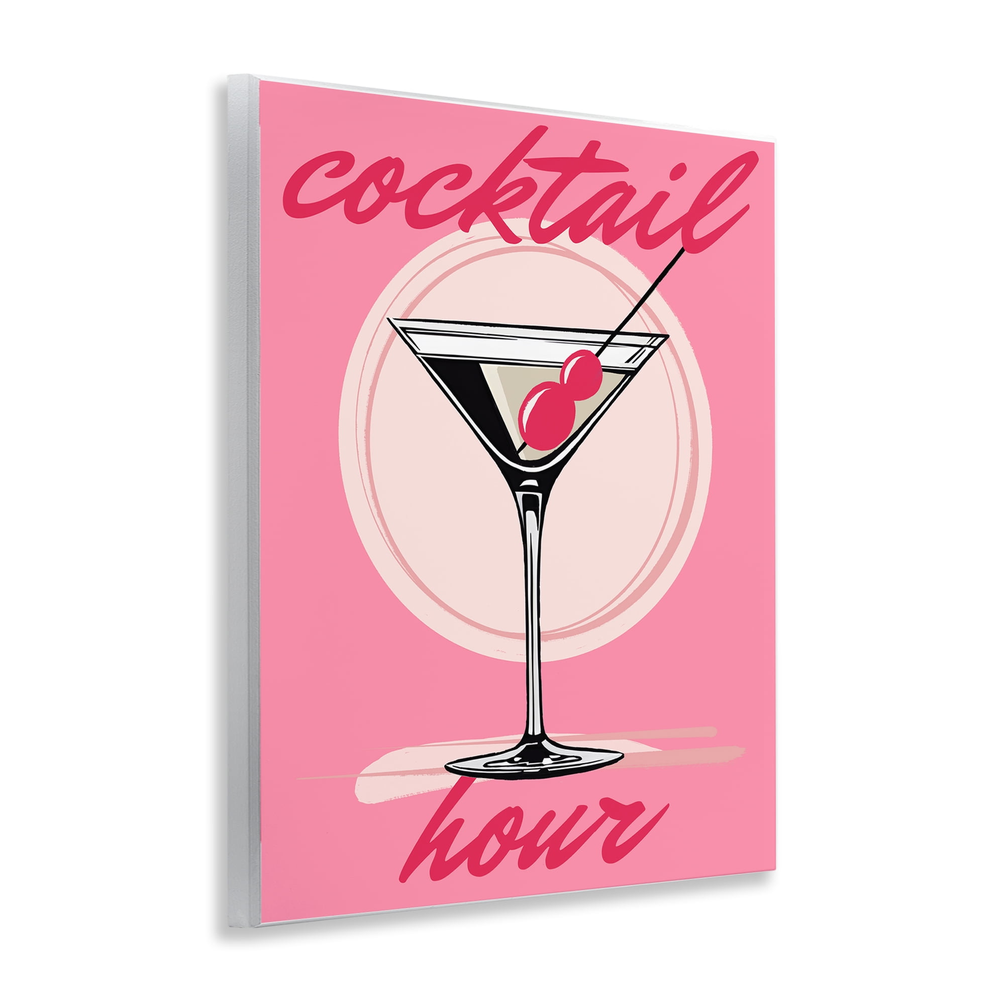 Stupell Industries Cocktail Hour on Pink Food & Beverage Painting Unframed Art Print Wall Art, 11 x 14
