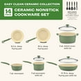 thumbnail image 6 of Farberware Easy Clean 14 Pcs Ceramic Nonstick Cookware Set with Cooking Tools, Dishwasher Safe, Green, 6 of 17