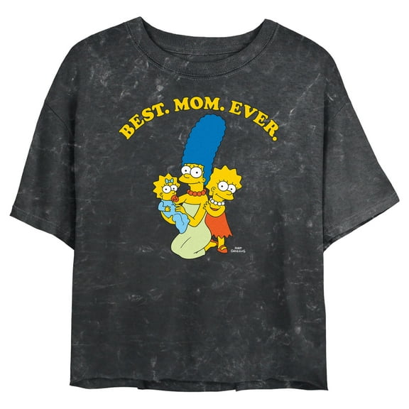 Junior's The Simpsons Best Mom Trio Crop Graphic Tee Black Large